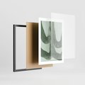 Plakat w ramie 30x40 - Nurtująca Kompozycja Zieleni - abstrakcyjne delikatne zielone linie, podobne do gałęzi kwiatów - rama czarna