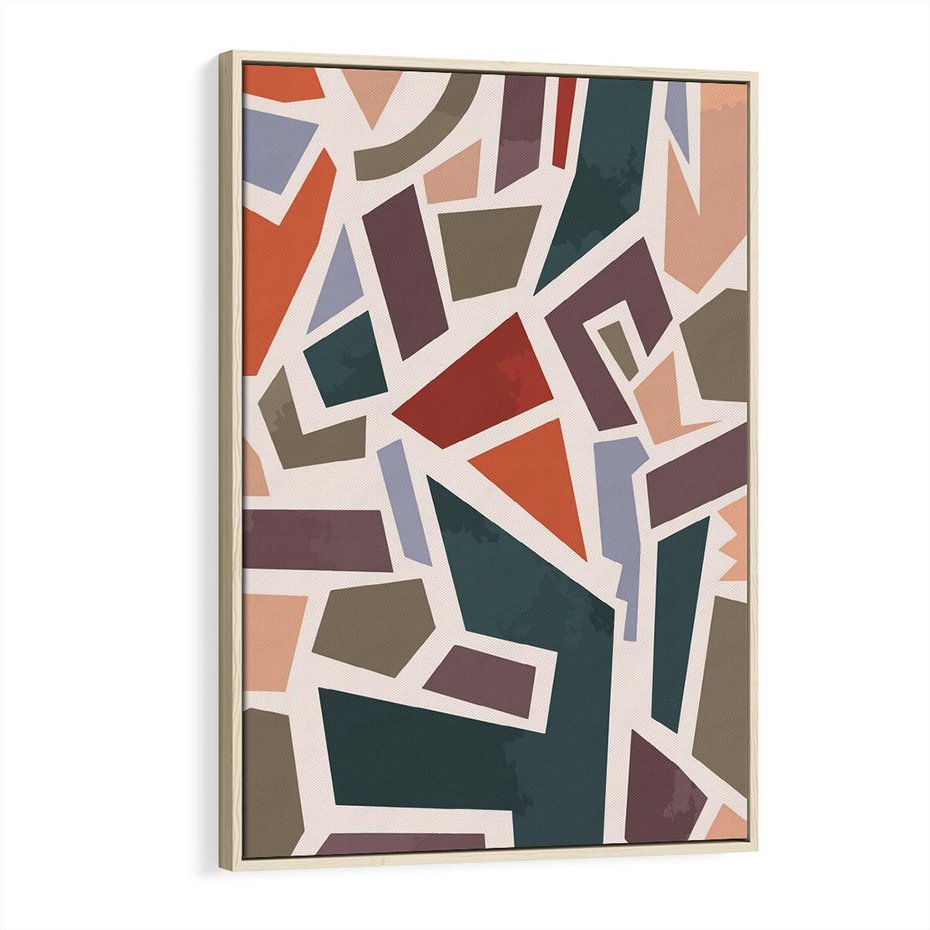 Obraz w ramie 80x120 - Modernistyczna Transcendencja - geometryczne kształty, mozaika - rama drewno