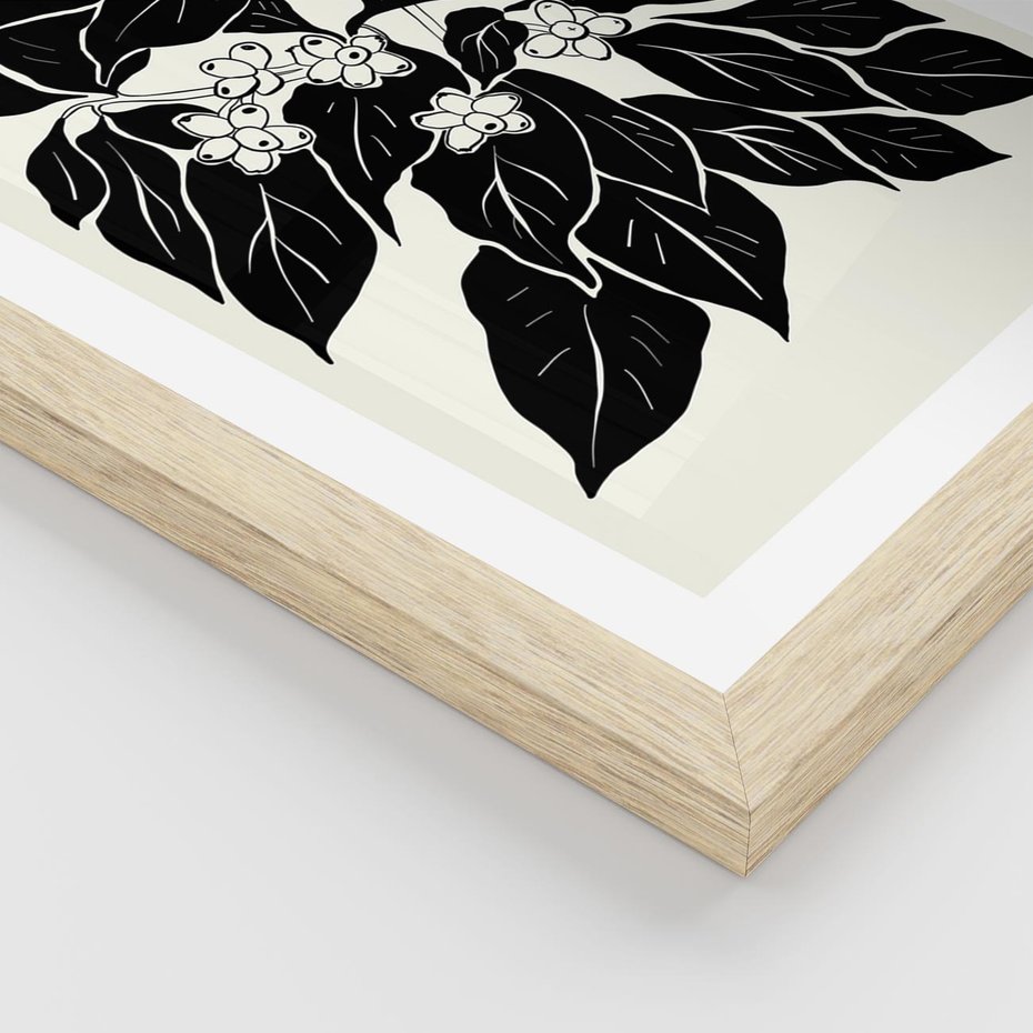 Plakat w ramie 30x40 - Ruchome szkicowe odbicia - czarno biała grafika, roślinność - rama drewno