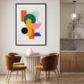 Plakat w ramie 30x40 - Harmonijne Przenikanie Form - nowoczesna sztuka, geometryczna kolorowa grafika - rama czarna