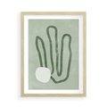 Plakat w ramie 50x70 - Spokojne Kształty Natury - zielona abstrakcja, zgaszona zieleń - rama drewno