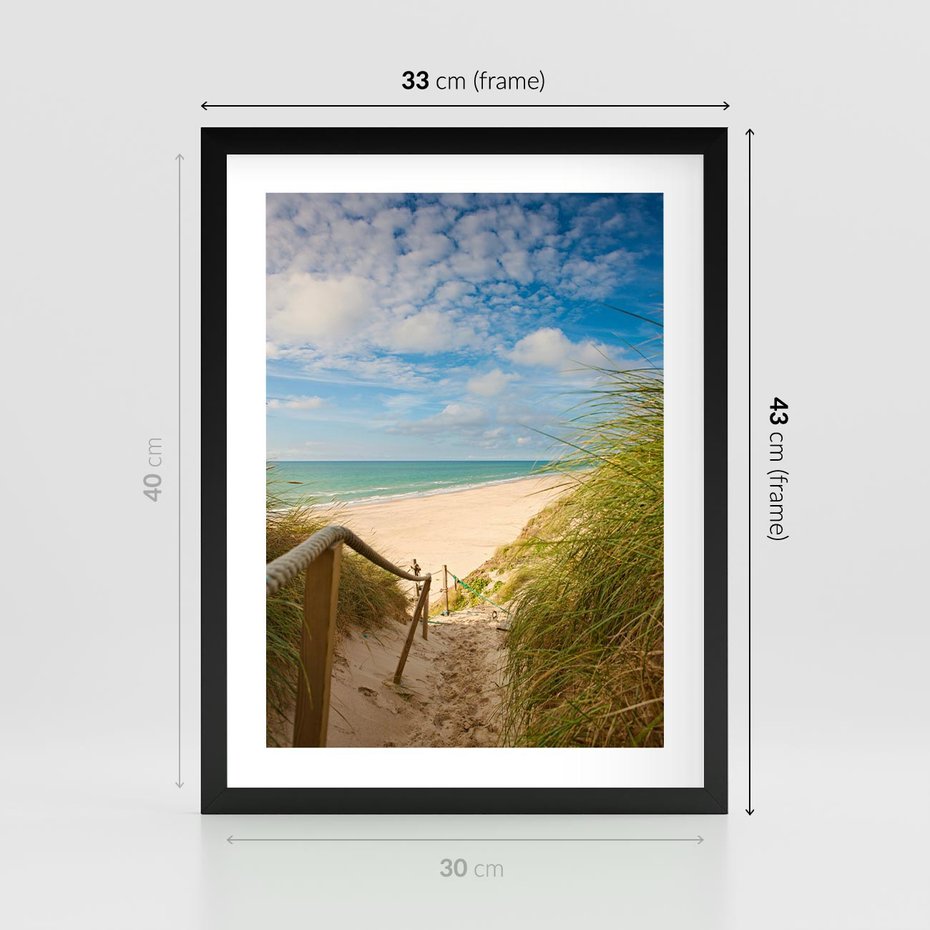 Plakat w ramie 30x40 - Spokojna plaża nad Bałtykiem - plaża, Bałtyk - rama czarna