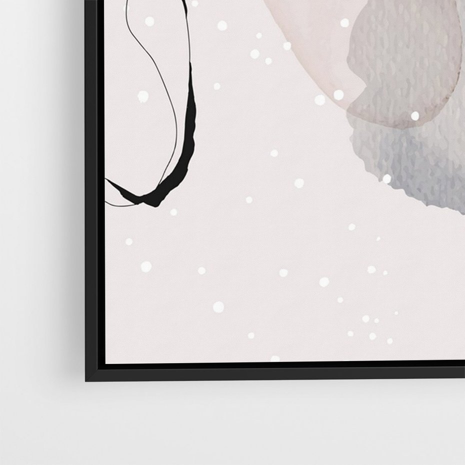 Obraz w ramie 50x70 - Migocące Barwy - abstrakcyjne plamy akwarelowe, czarny szkic - rama czarna