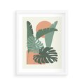 Plakat w ramie 40x50 - Abstrakcyjne Tropiki - liście, rośliny tropikalne w graficznym stylu - rama biała