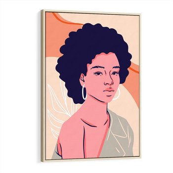 Obraz w ramie 70x100 - Kobiecy Kształt Świata - nowoczesny plakat, styl retro - rama drewno