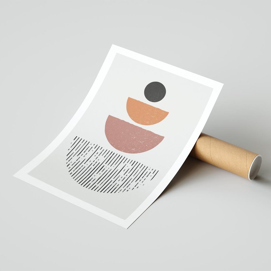 Plakat bez ramy 30x40 - Półkola i Boho Akcent - geometria, półkola