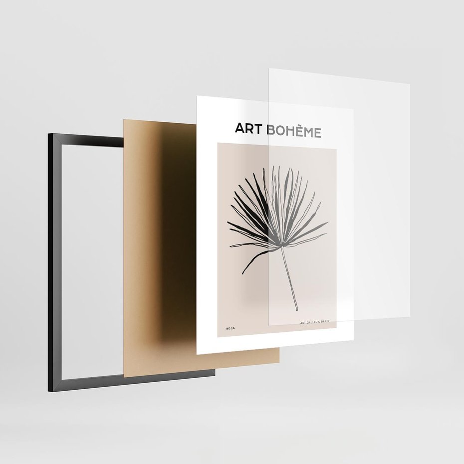 Plakat w ramie 40x50 - Rozkwitające Boho Kształty - boho sztuka, plakat - rama czarna