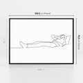 Obraz w ramie 100x70 - Postać na Łóżku - one line art, szkic - rama czarna