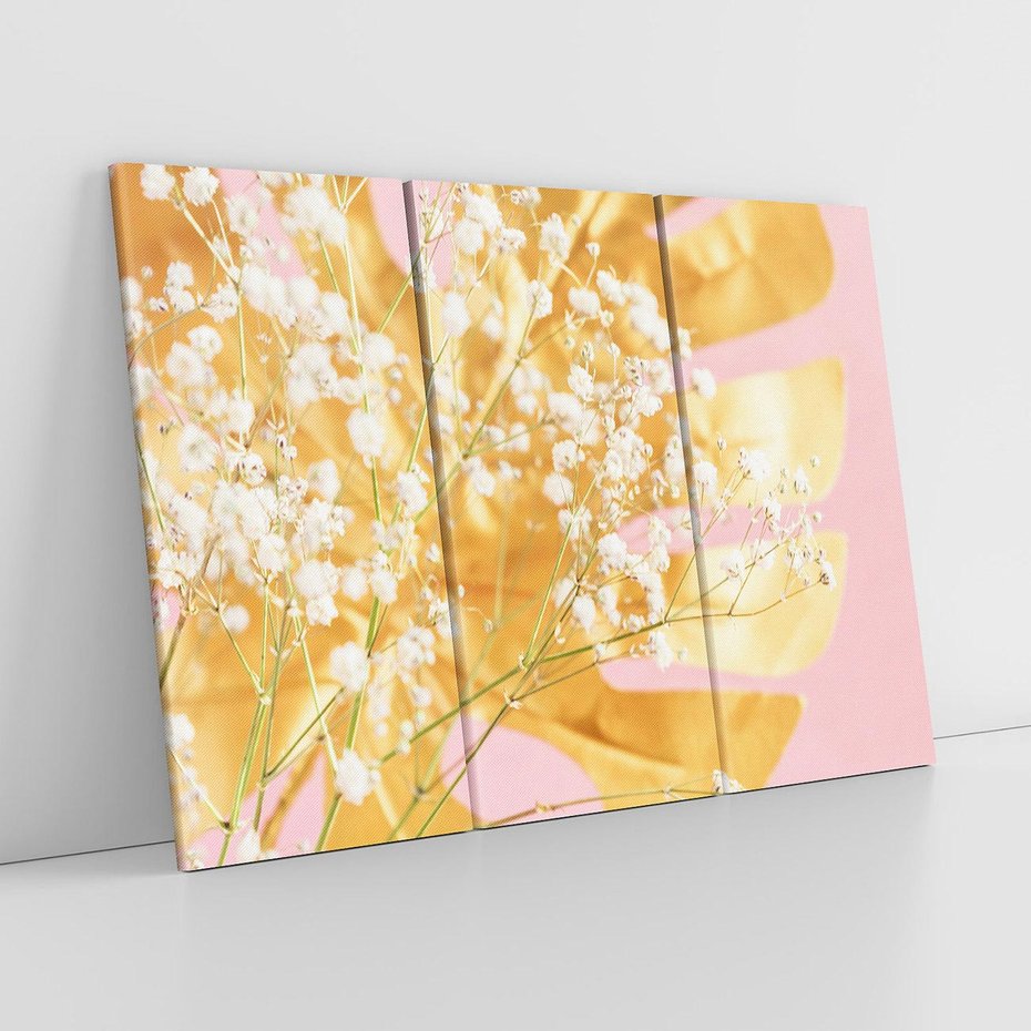 Obraz na płótnie 120x80 - : Elegancja w Złocie - złote, liście