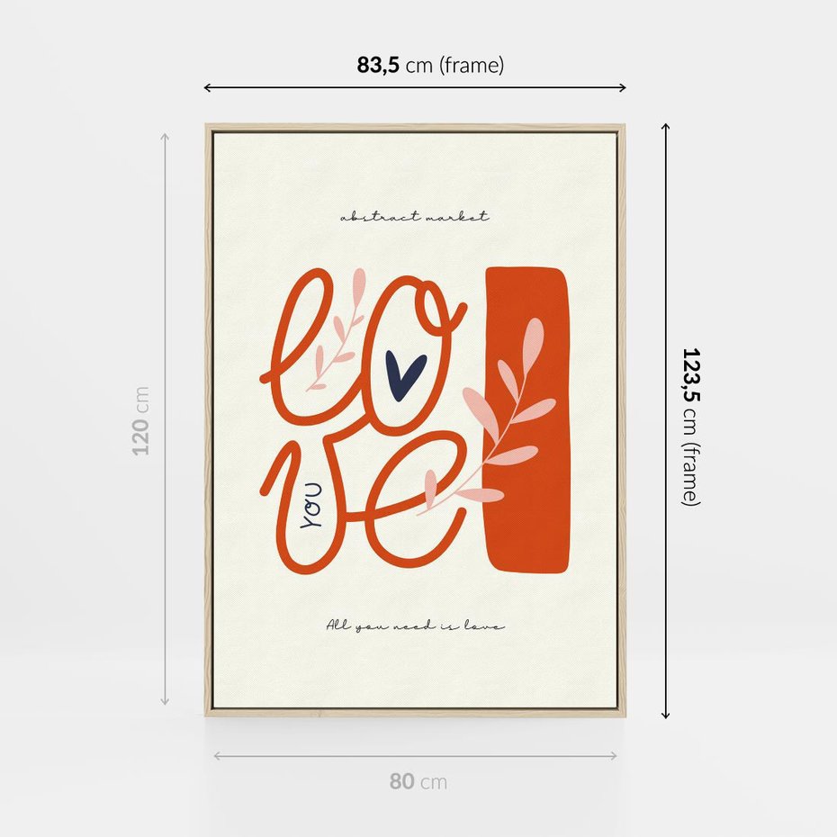 Obraz w ramie 80x120 - Pastelowa Siła Miłości - miłość, love - rama drewno