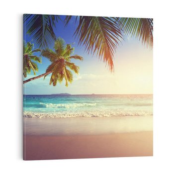 Obraz na płótnie 60x60 - Rajska plaża na Seszelach - Seszele, plaża