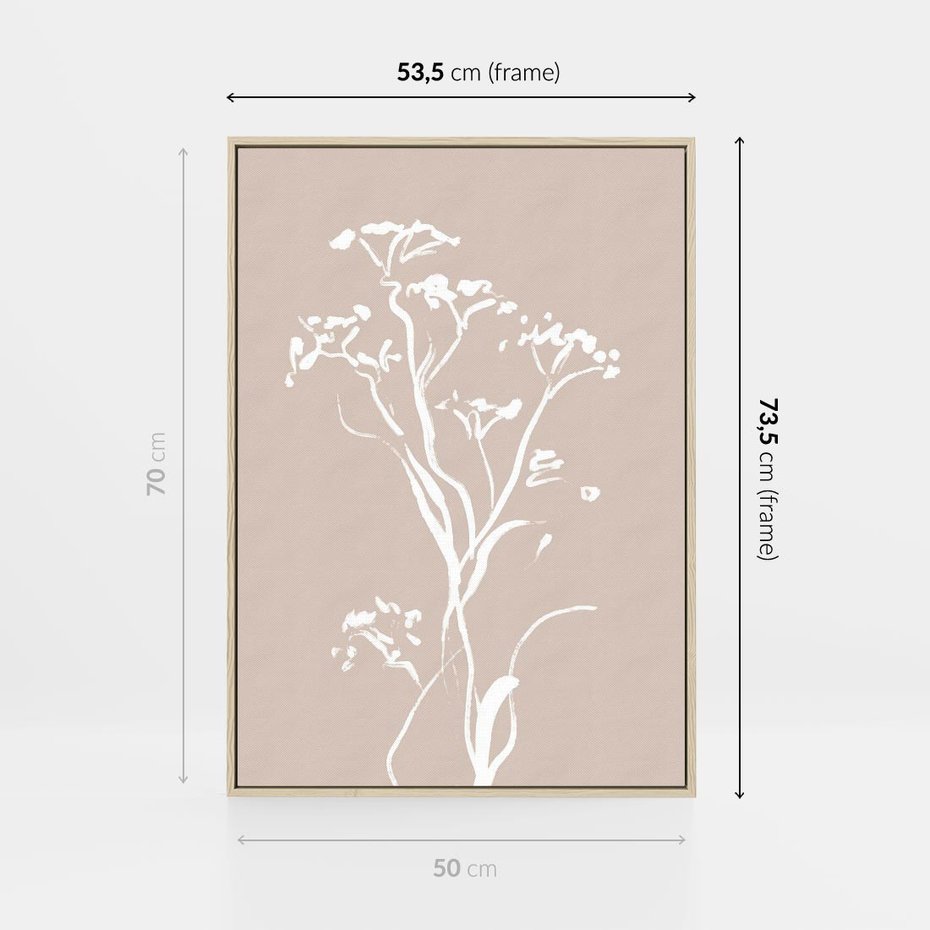 Obraz w ramie 50x70 - Harmonijne Mini Boho - minimalistyczny delikatny obraz, beżowe odcienie - rama drewno