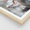 Plakat w ramie 40x50 - Zimowy Urok Natury - gałązki pod śniegiem, natura - rama drewno