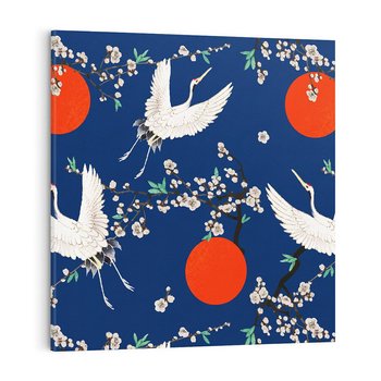 Obraz na płótnie 40x40 - Japońskie Żurawie Indygo - sztuka japońska, japonia