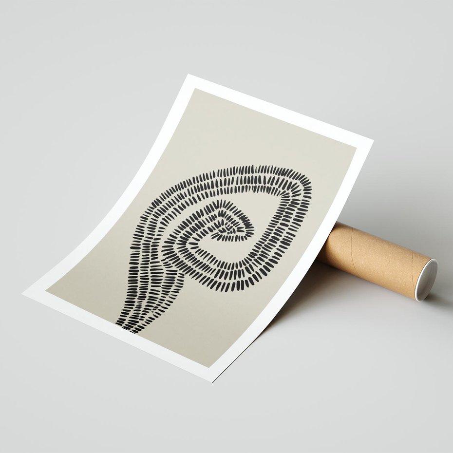 Plakat bez ramy 21x30 - Nowoczesne Spektrum Wyobraźni - boho plakat, czarne kropki kreski