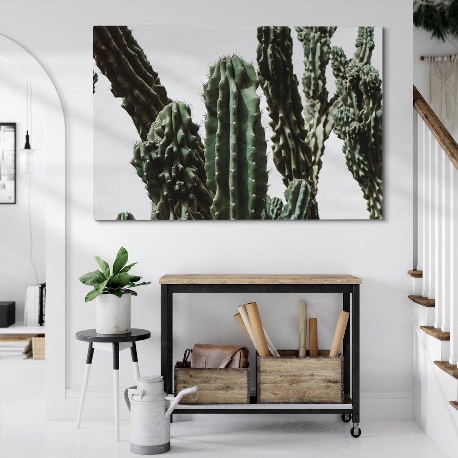 Obraz na płótnie 70x50 - Boho oaza wśród kaktusów - kaktusy, pustynia