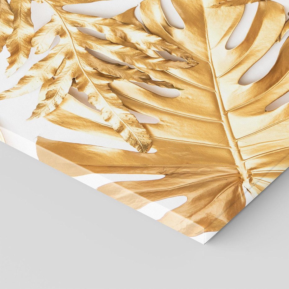 Obraz na płótnie 120x80 - Monstera Złote Liście - monstera, złote