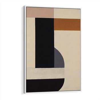 Obraz w ramie 80x120 - Nowoczesne Brązy - geometryszne pasy, nowoczesny styl - rama biała