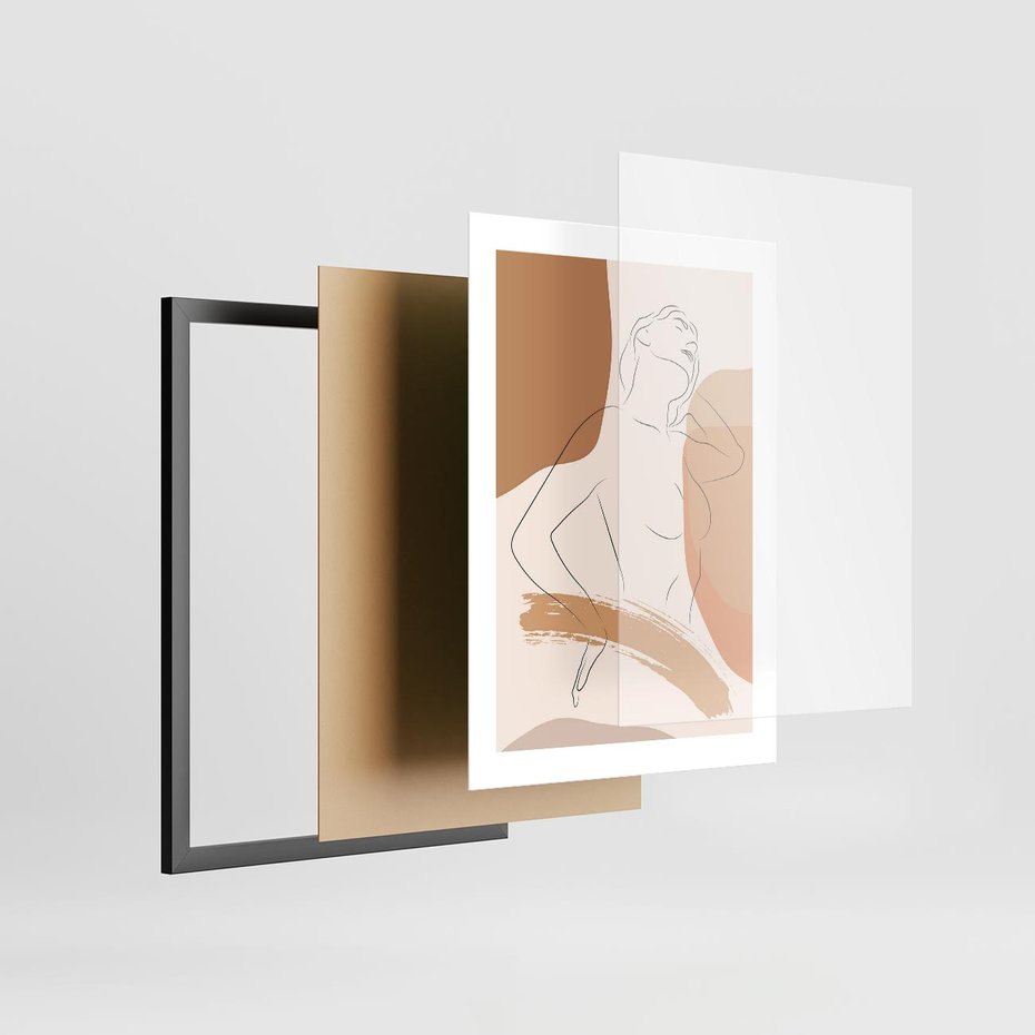 Plakat w ramie 30x40 - Sztuka Prostoty - kobieta, szkic - rama czarna