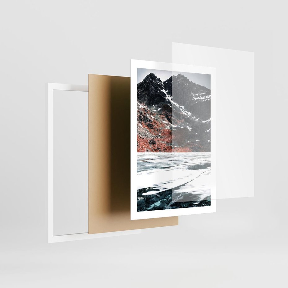 Plakat w ramie 50x70 - Śnieżna Opowieść - górski krajobraz, zima w górach - rama biała
