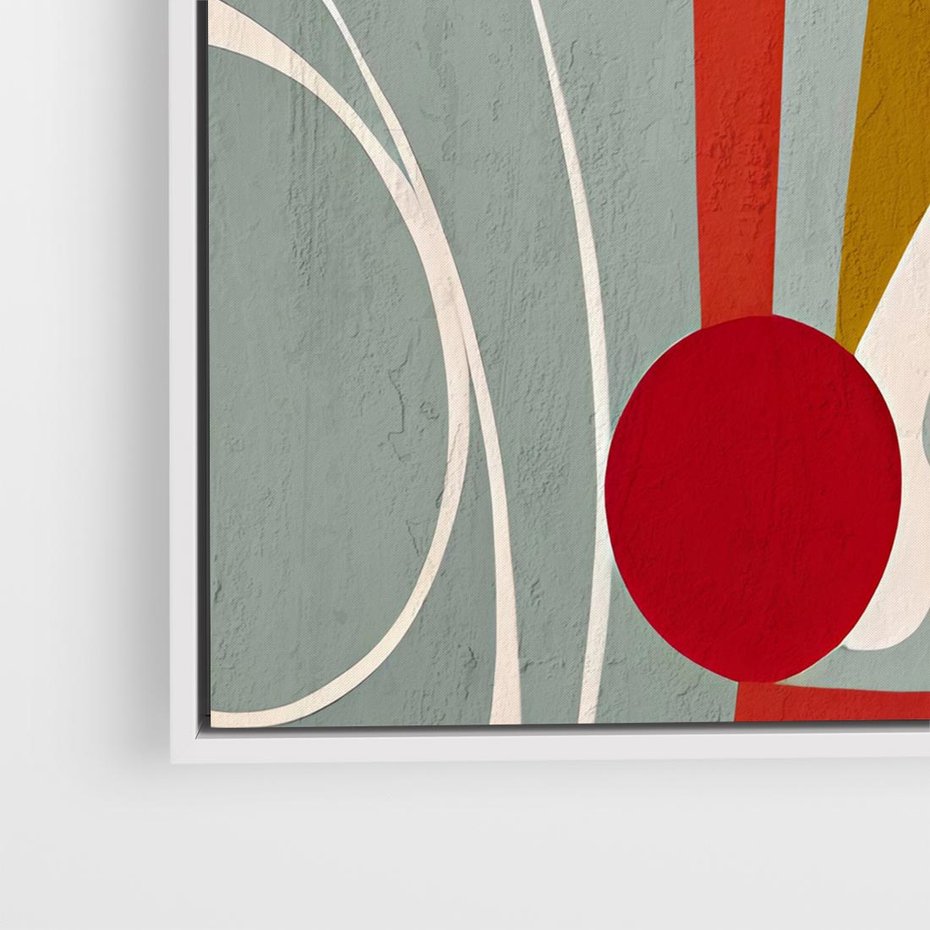 Obraz w ramie 80x80 - Harmonia Kolorowych Impulsów - abstrakcyjny obraz olejny, dziwne formy - rama biała