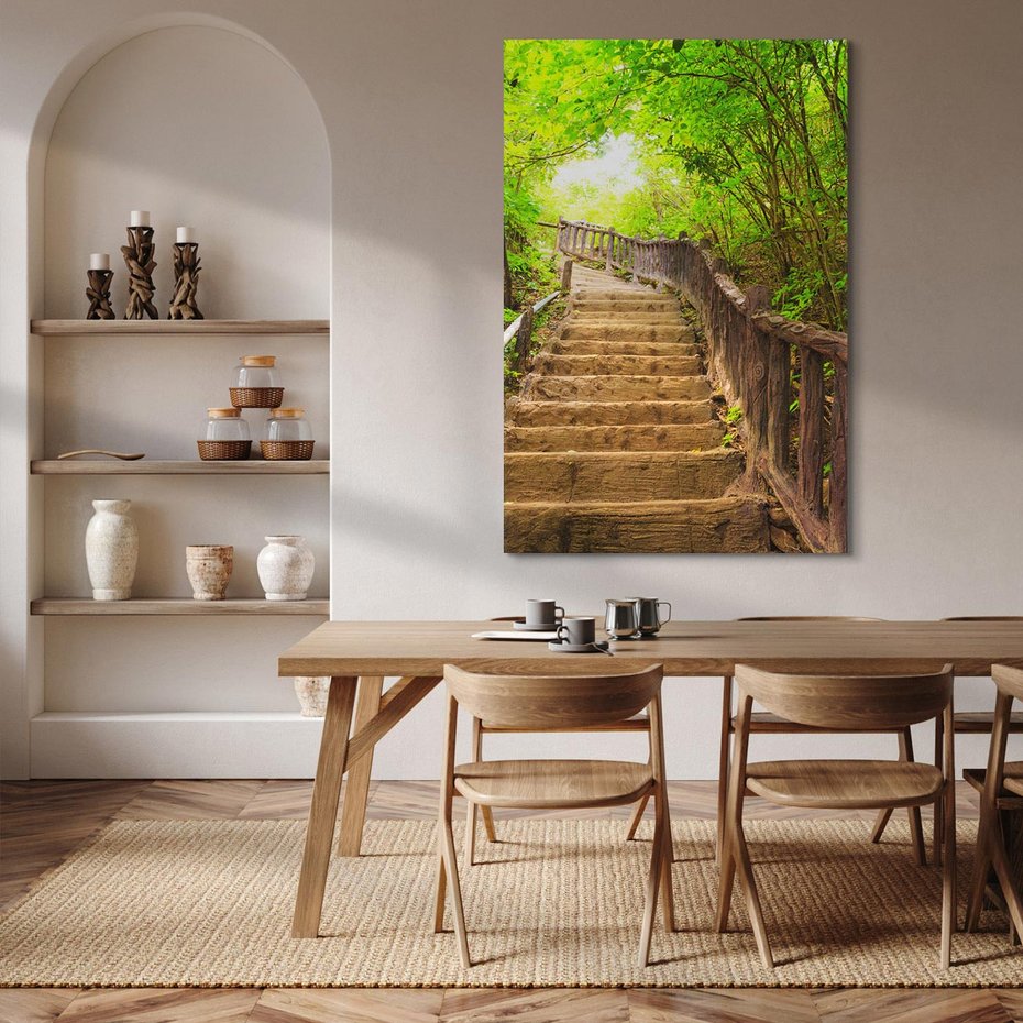 Obraz na płótnie 50x70 - Magiczne schody w lesie - schody, las