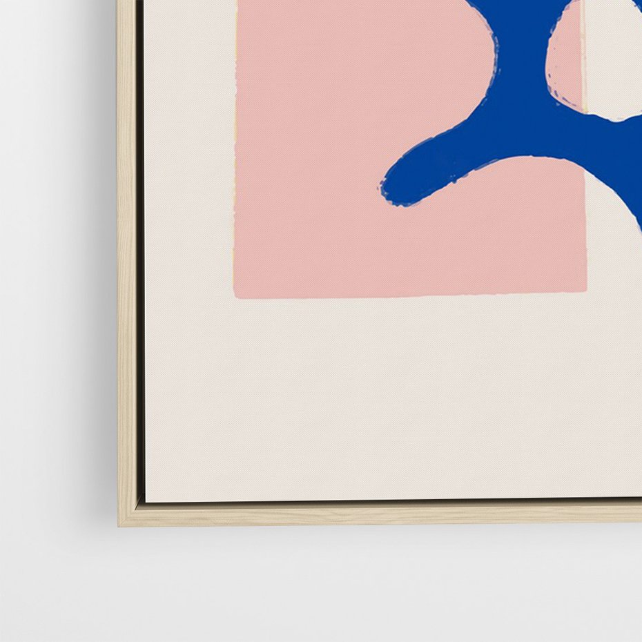 Obraz w ramie 50x70 - Migotliwe Nastroje - abstrakcyjna niebieska forma, dziwne kształty - rama drewno