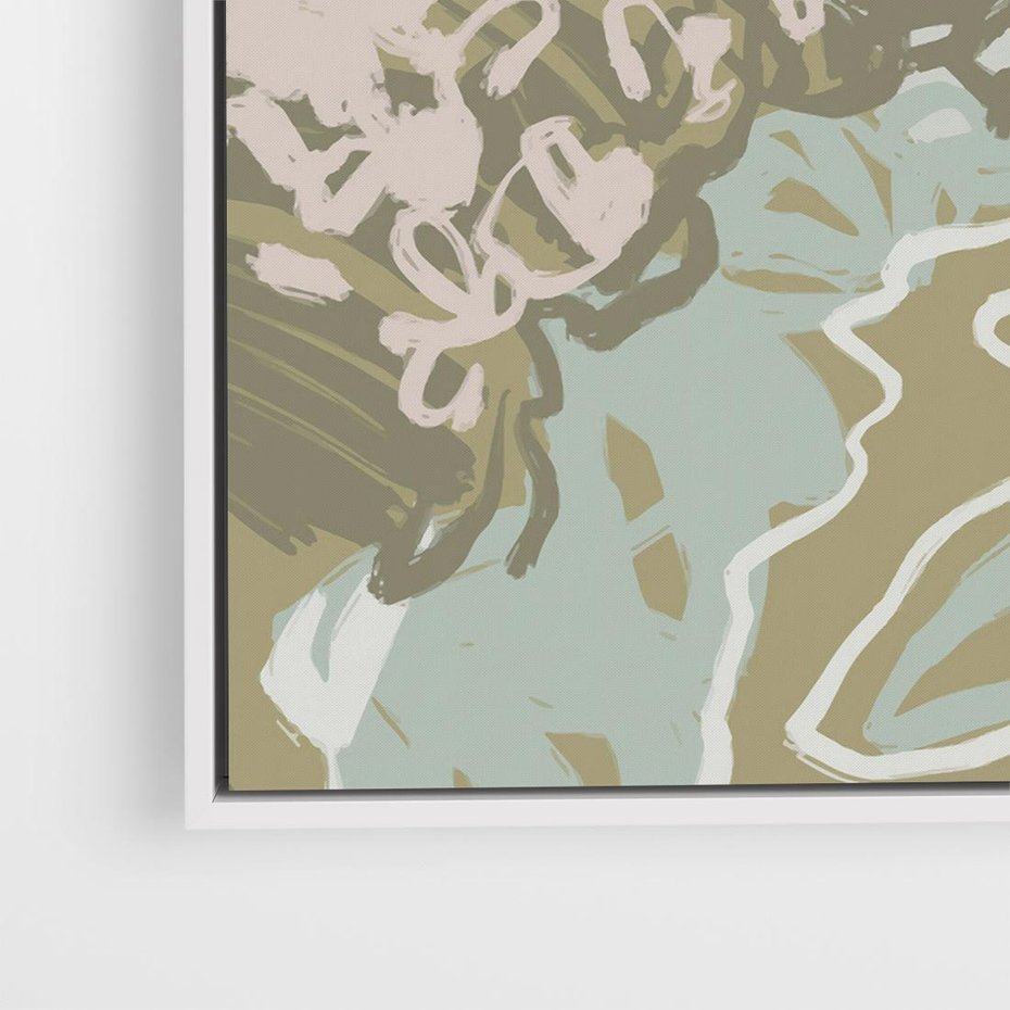 Obraz w ramie 80x80 - Wizja Przestrzeni - pastelowy krajobraz, nowoczesny plakat - rama biała