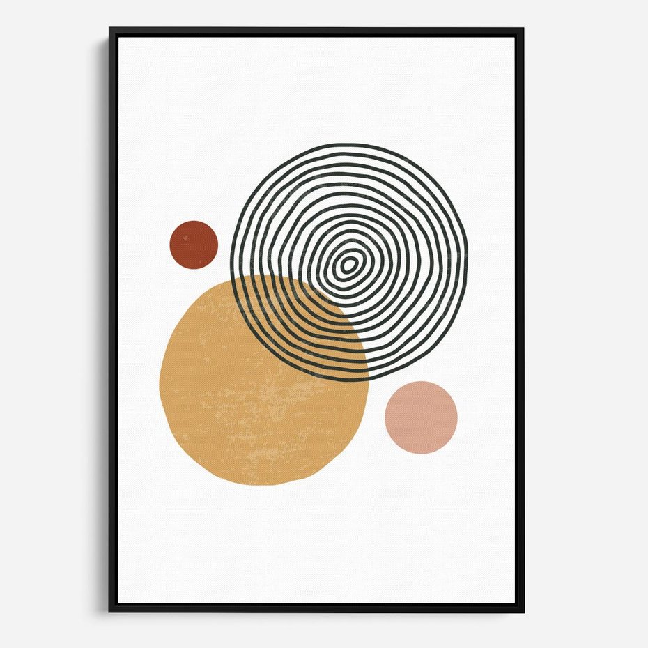 Obraz w ramie 70x100 - Wewnętrzne Formy - koła okręgi, abstrakcyjna nowoczesna sztuka - rama czarna