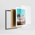 Plakat w ramie 30x40 - Plaża, Palmy i Spokój Miami - budka ratownika, plaża Miami - rama czarna