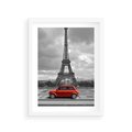 Plakat w ramie 30x40 - Paryż z wieżą Eiffla w tle - Paryż, Eiffla - rama biała