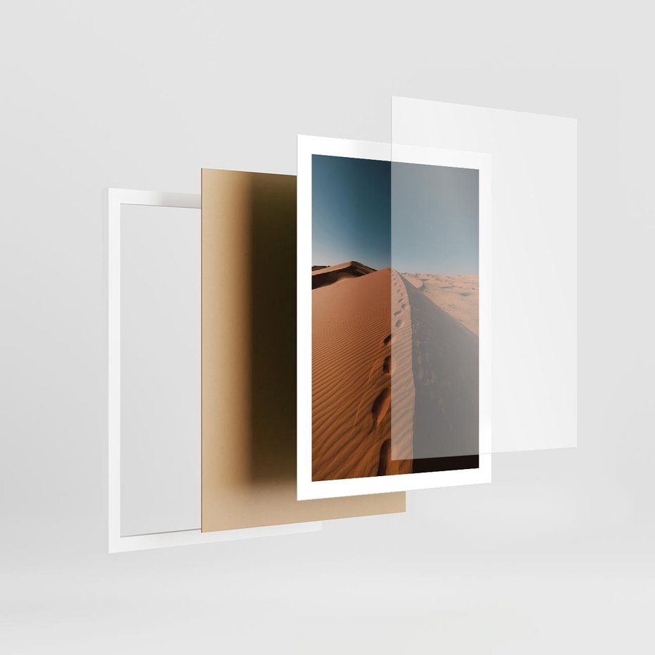 Plakat w ramie 50x70 - Piasek pustyni w ogniu - pustynia, piasek - rama biała