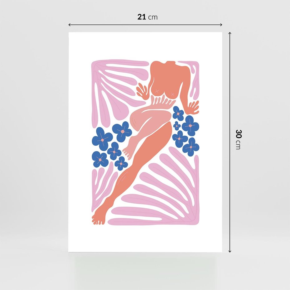 Plakat bez ramy 21x30 - Opowieść Ognistych Rytów - nowoczesny kobiecy akt, graficzne kształty