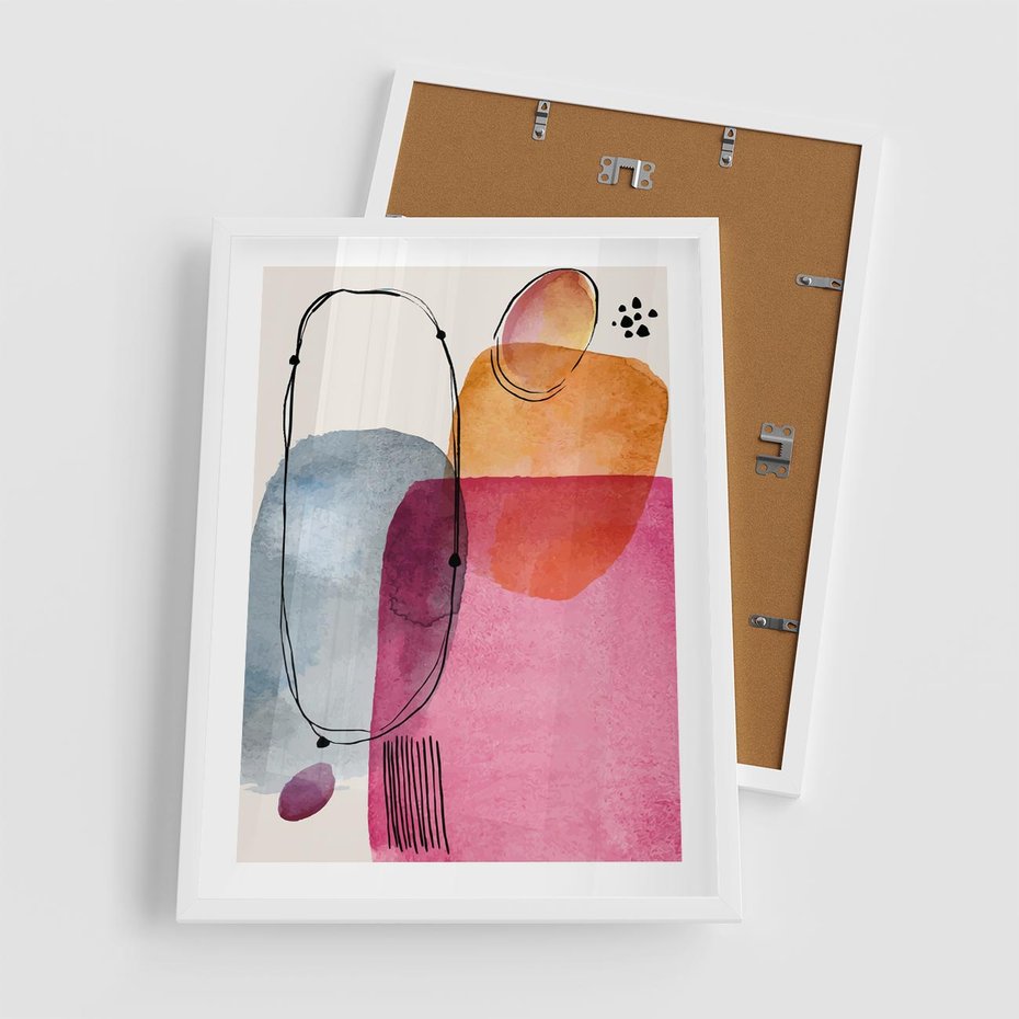 Plakat w ramie 50x70 - Kolorowe Pastelowe Spektrum - kolorowe pastelowe plamy, rozmyte żywe kolory - rama biała