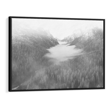 Obraz w ramie 100x70 - Szare Góry - zamglony krajobraz, las - rama czarna