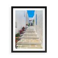 Plakat w ramie 50x70 - Urok Greckiej Uliczki - grecka, uliczka - rama czarna
