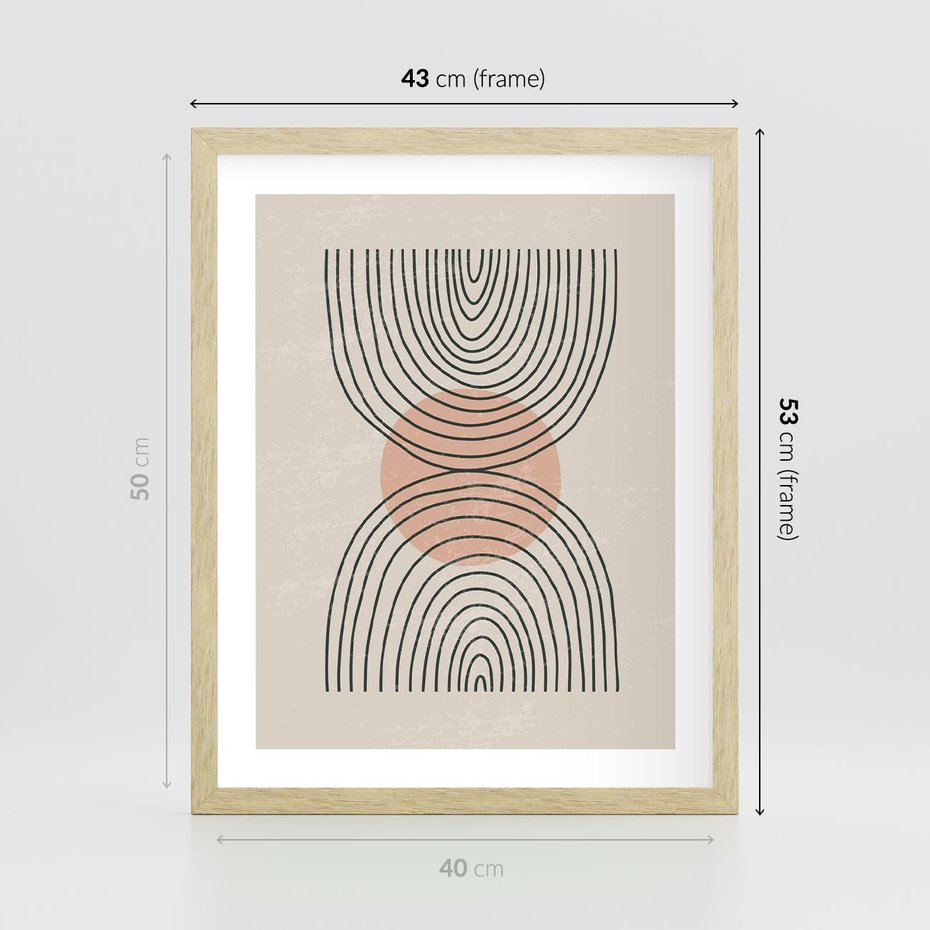 Plakat w ramie 40x50 - Nowy Rytuał - abstrakcyjna sztuka, boho kształty - rama drewno