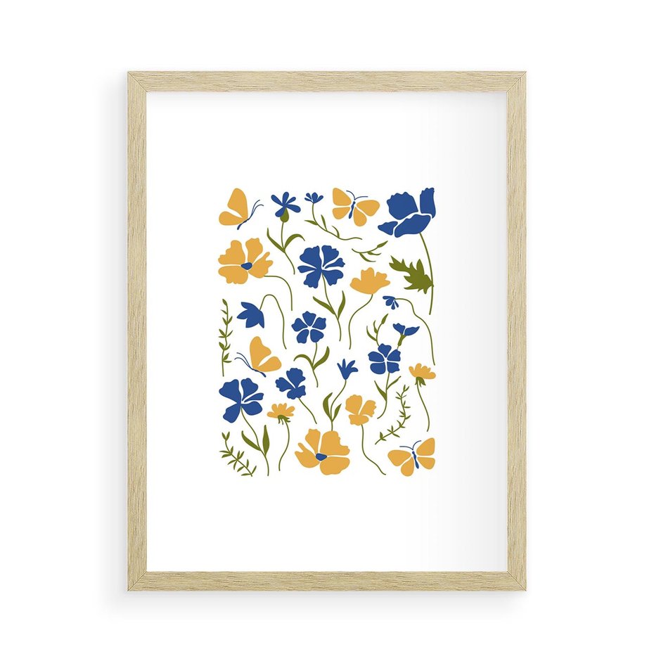 Plakat w ramie 50x70 - Odgłosy Wizji - kwiaty, sztuka nowoczesna - rama drewno