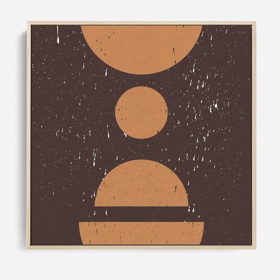 Obraz w ramie 50x50 - Impulsy Przestrzeni - mid century styl, nowoczesna grafika - rama drewno