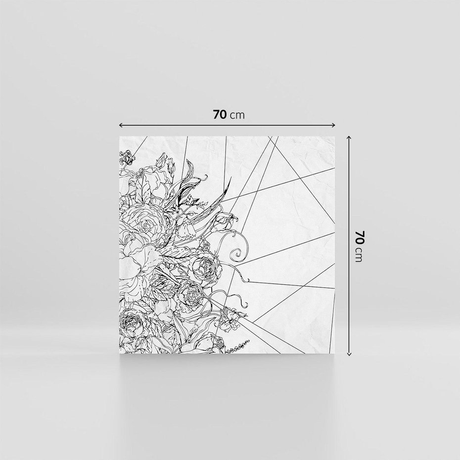 Obraz na płótnie 70x70 - Refleksje w martwym punkcie - graficzny szkic, kompozycja kwiatów