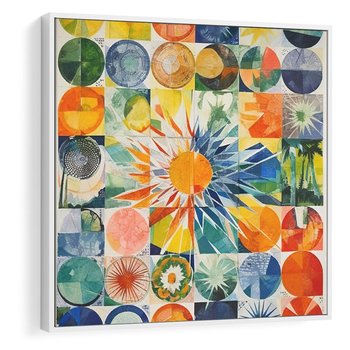 Obraz w ramie 80x80 - Rozkwitające Wzory Abstrakcji - abstrakcyjny obraz, mnogość kolorów - rama biała