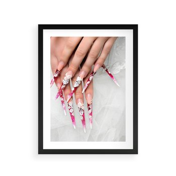 Plakat w ramie 50x70 - Paznokcie jak dzieło sztuki - paznokcie, manicure - rama czarna