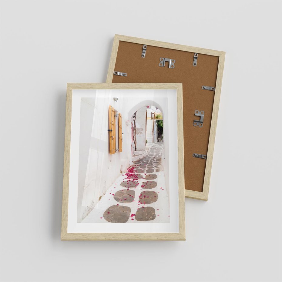 Plakat w ramie 30x40 - Urok Południowej Uliczki - uliczka, południe - rama drewno