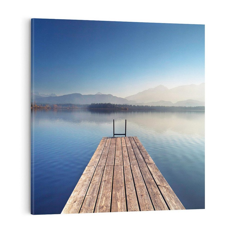 Obraz na płótnie 60x60 - Alpy: jezioro i malownicze molo - Alpy, jezioro