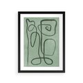 Plakat w ramie 30x40 - Zielone Wariacje w Liniach - abstrakcyjne zielone linie, skandynawski design - rama czarna