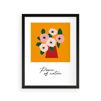 Plakat w ramie 40x50 - Abstrakcyjna Kreska - kwiaty w wazonie, abstrakcja - rama czarna