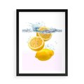 Plakat w ramie 50x70 - Świeże cytryny pełne smaku - cytryny, owoce - rama czarna