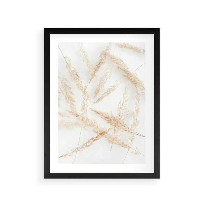 Plakat w ramie 30x40 - Pampas w Stylu Boho: Kompozycja Natury - suche trawy, pampas - rama czarna