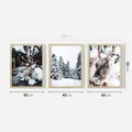 Zestaw obrazy w ramie 40x50 galeria - Renifer, zima, las, pejzaż, natura - rama drewno
