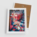 Plakat w ramie 50x70 - Stylowa Elegancja - retro, pinup - rama biała